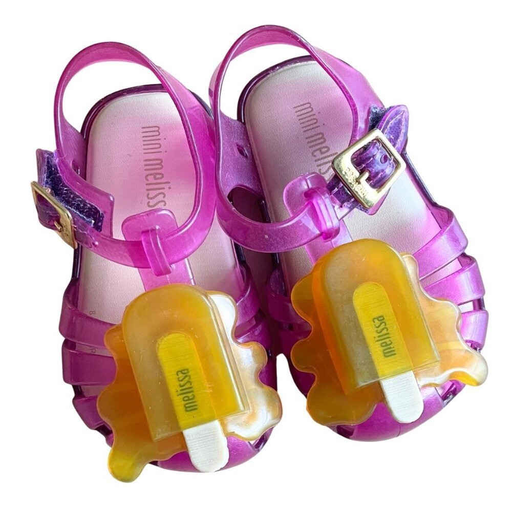 Mini Melissa Aranha Melted Popsicle Pink‎ & Yellow Jelly Sandals - Size 5